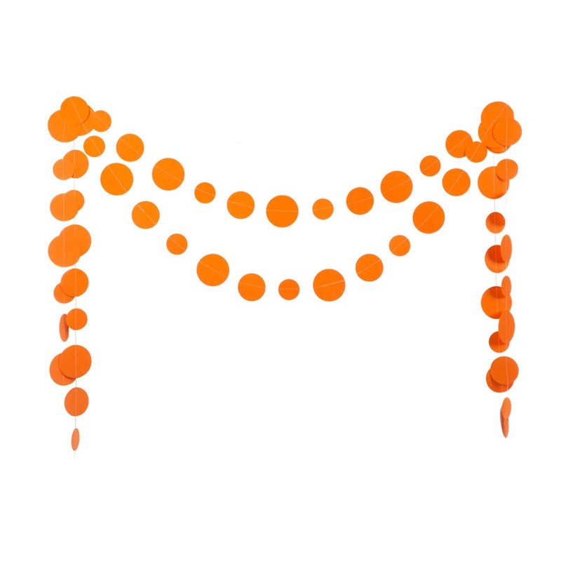 Weven Orange Paper Garland Circle Dot Party Banner Streamer Backdrop Hanging Decorations, 20 Feet in Total - Image 2